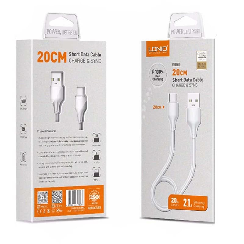 کابل شارژ microUSB الدینیو مدل LS540 طول 20 سانتی متر — تصویر ۴