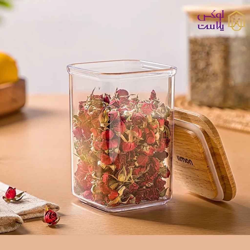 جا ادویه سارینا درب چوبی سایز متوسط کد 2198 — تصویر ۲