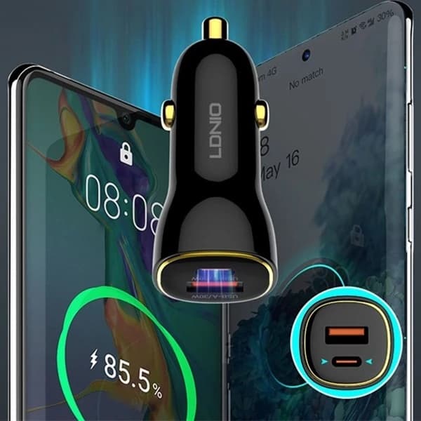 شارژر فندکی 60 وات الدینیو مدل LD-C103 به همراه کابل تبدیل USB — تصویر ۱۱