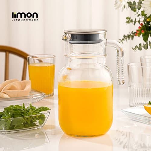پارچ شیشه ای 1.5 لیتر درب استیل لیمون 2376 — تصویر ۴