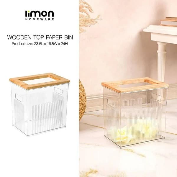 سطل کاغذ رویه چوب سایز بزرگ لیمون کد 2501 — تصویر ۲