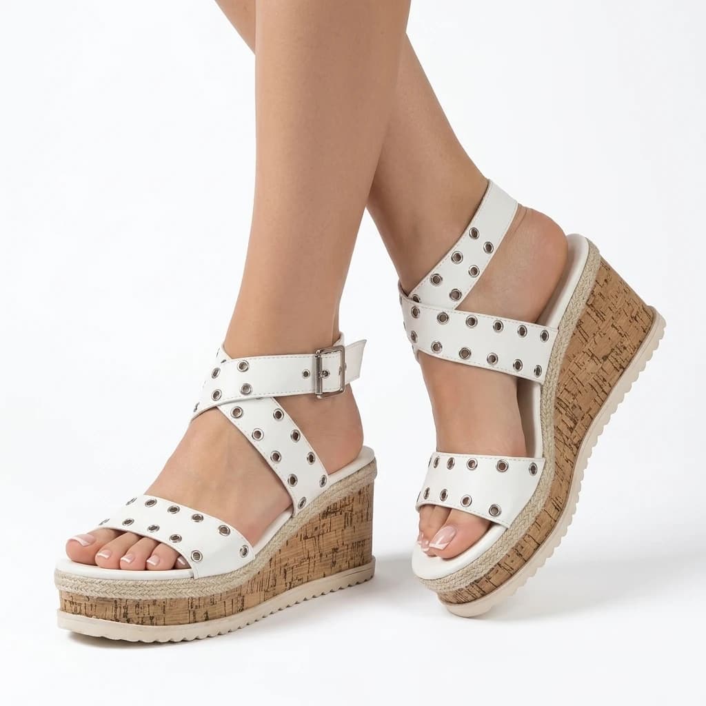 صندل لژدار اورجینال روزمره برند بوهو (boohoo) | طراحی خاص رنگ سفید سایز 37