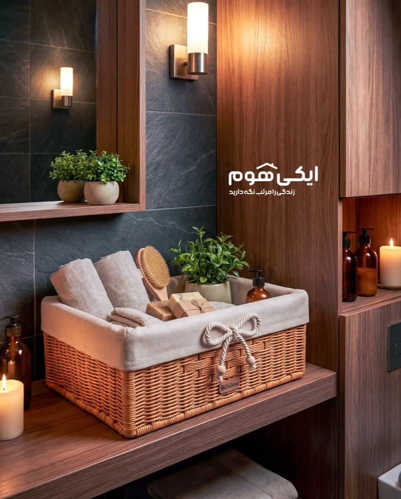 سبد حصیربافت بزرگ مایا iki home کد1925 — تصویر ۲