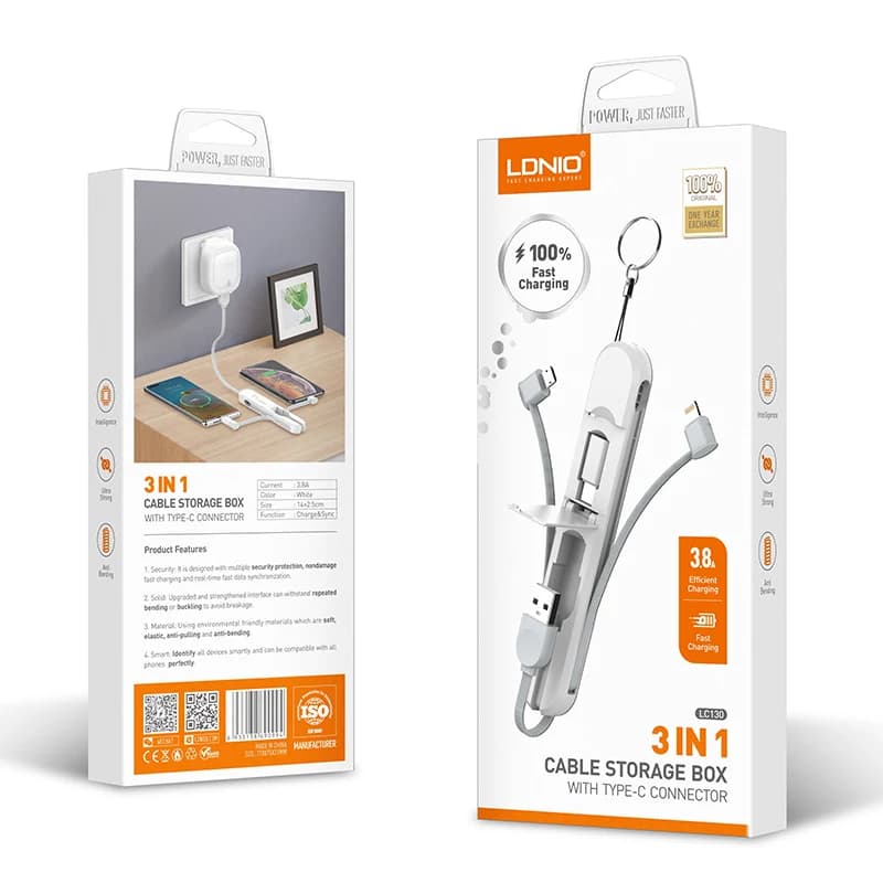 کابل شارژ Ldnio LC130 سه در یک