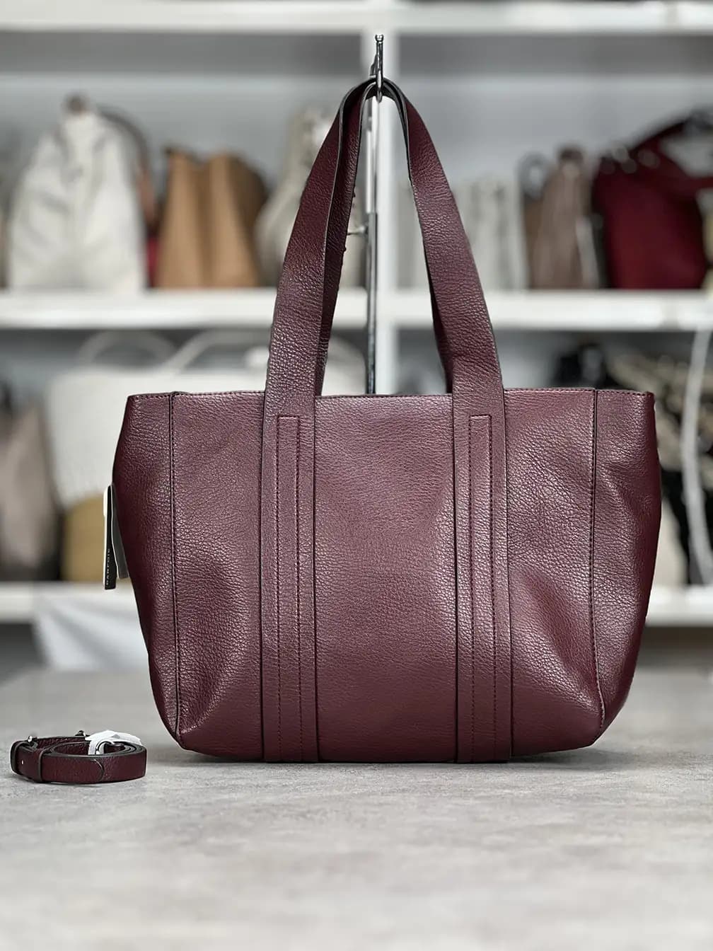 کیف زنانه اورجینال برند Parfois پرتغال مدل Double Tote Burgundy رنگ زرشکی — تصویر ۲