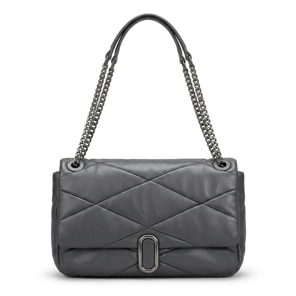 کیف زنانه اورجینال برند Parfois پرتغال مدل Quilted Chain – کیف دوشی طوسی با بند زنجیری — تصویر ۵