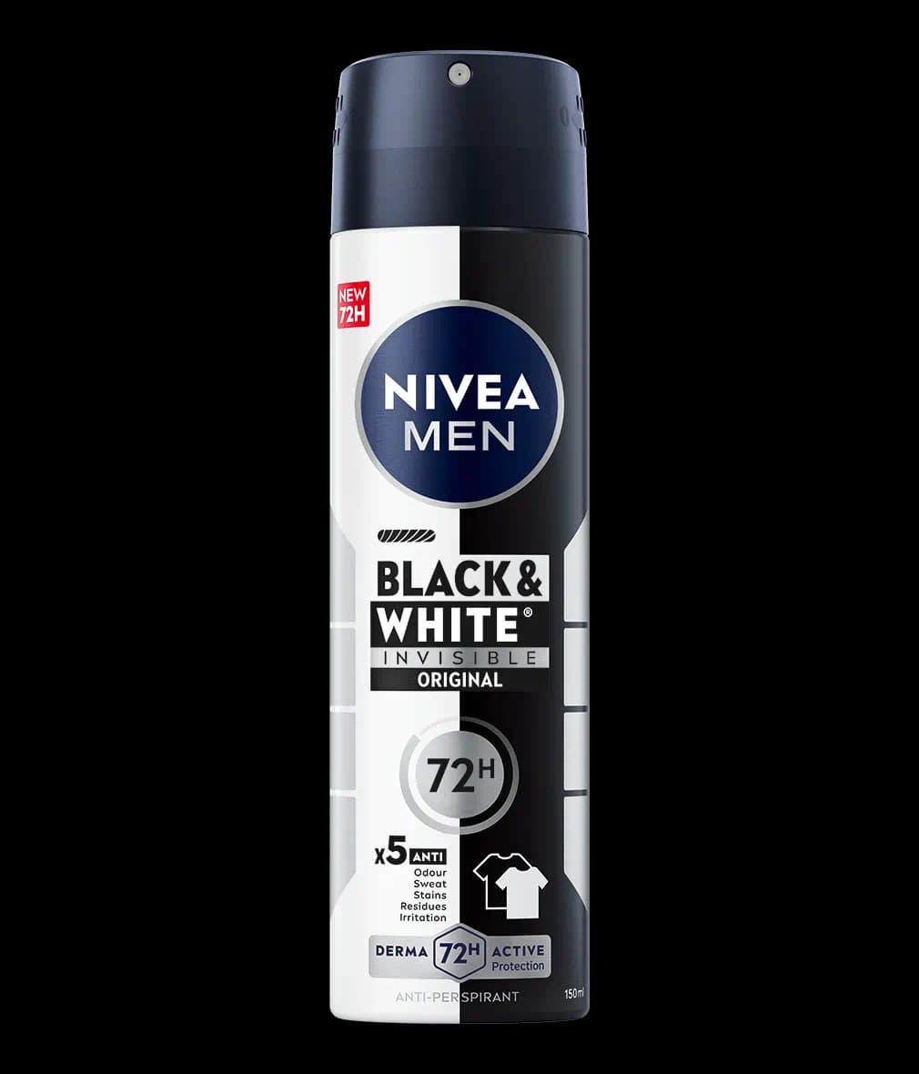اسپری دئودرانت مردانه نیوا Nivea مدل black and white original حجم 200 میل — تصویر ۲