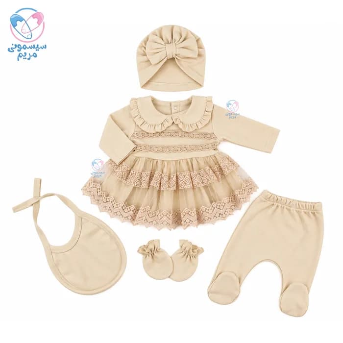 ست 5 تیکه نانا بیبی دخترانه گیپور دار Nanna Baby 5812 — تصویر ۶