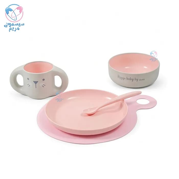 ست ظرف غذا 5 تیکه با لیوان دسته دار دودیه گربه Dodie 7600 — تصویر ۸