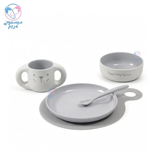 ست ظرف غذا 5 تیکه با لیوان دسته دار دودیه گربه Dodie 7600 — تصویر ۱۱