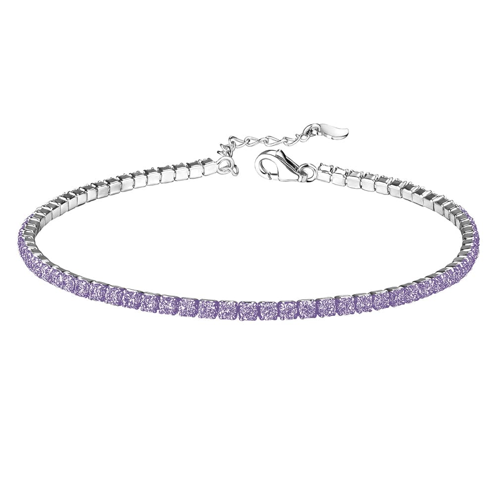 دستبند زنانه مدل تنیسی رنگی کد ITL-Purple | نقره — تصویر ۳