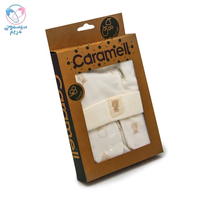 ست سه تیکه پیشبند کلاه جوراب کارامل خرس Caramell 2502 — تصویر ۴