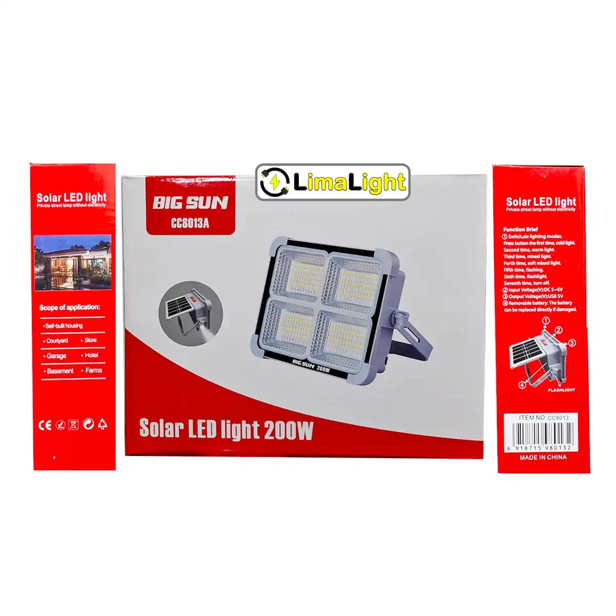 پروژکتور شارژی خورشیدی 200 وات CC8013A Big Sun — تصویر ۸