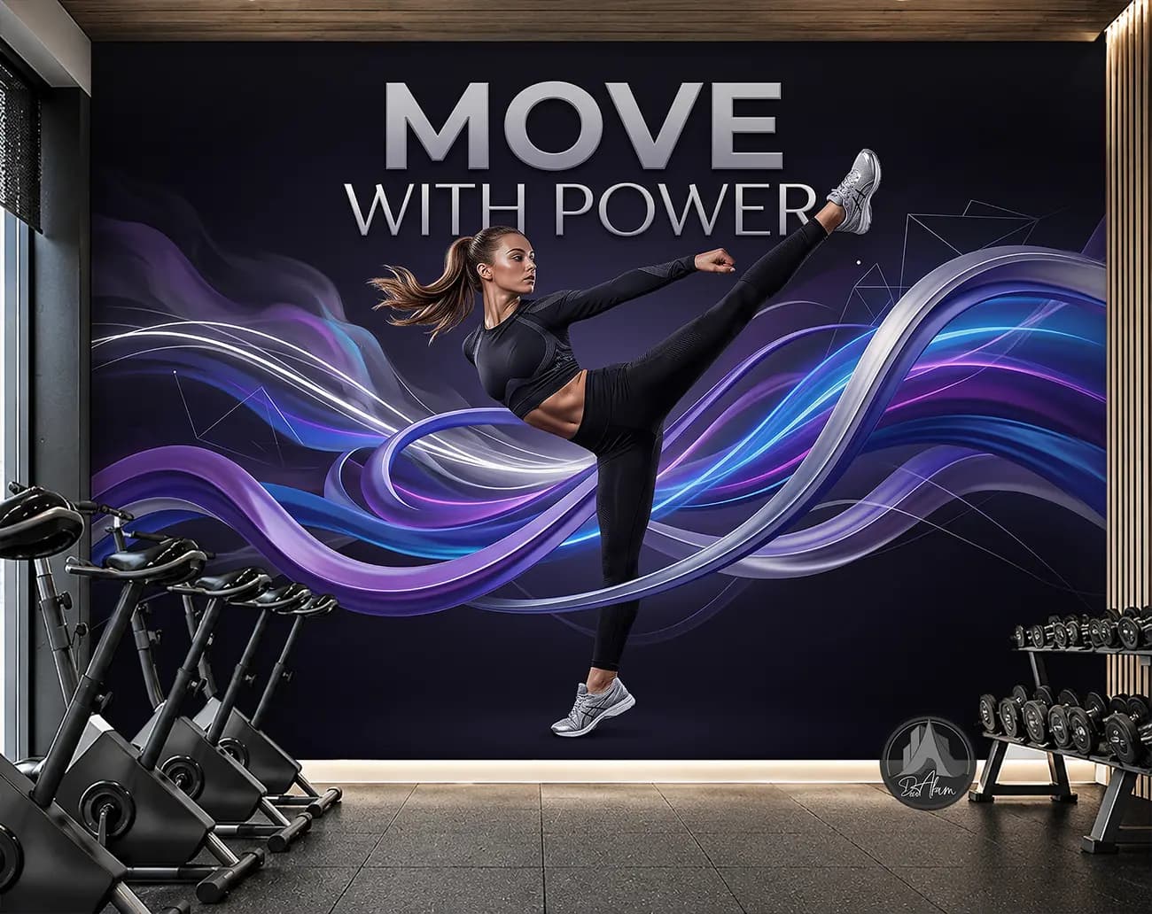 پوستر دیواری باشگاه بانوان طرح Move With Power کد DA-(1127) | دکور فیتنس