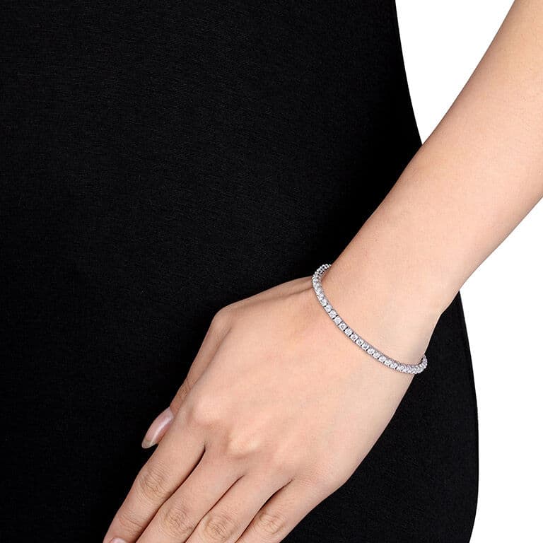 دستبند زنانه مدل تنیسی ضخیم کد ITL-11009 | نقره — تصویر ۷