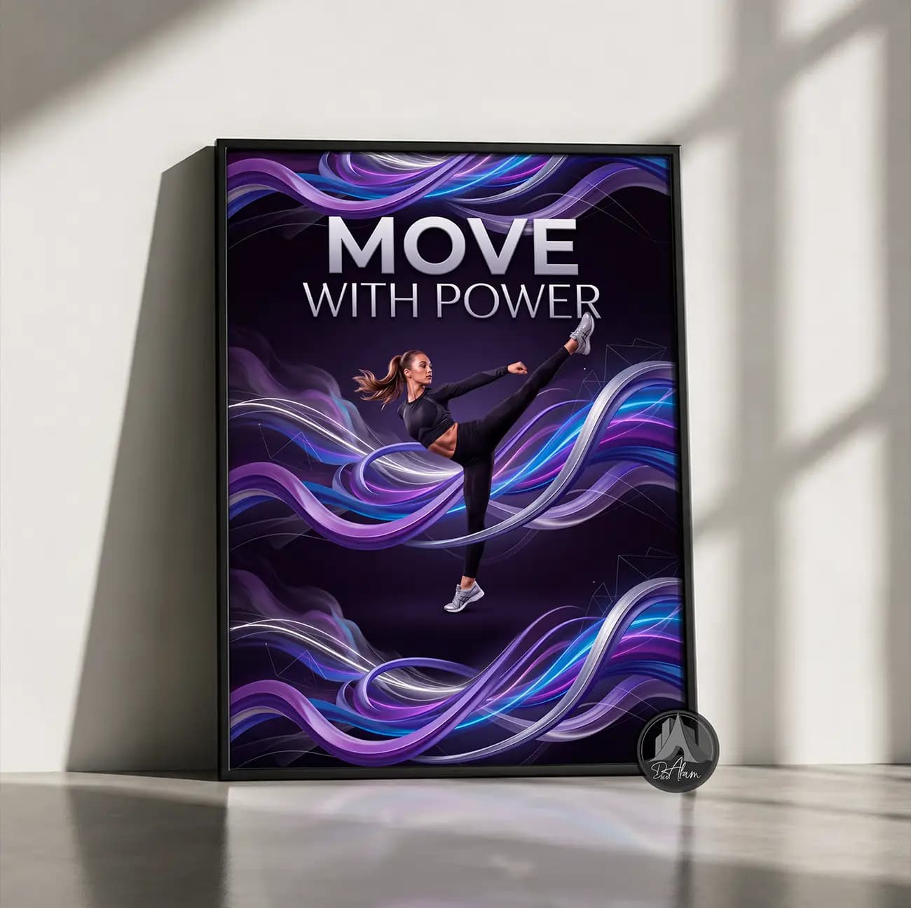 تابلو باشگاه بانوان طرح Move With Power کد DA-(1127) | دکور فیتنس — تصویر ۳