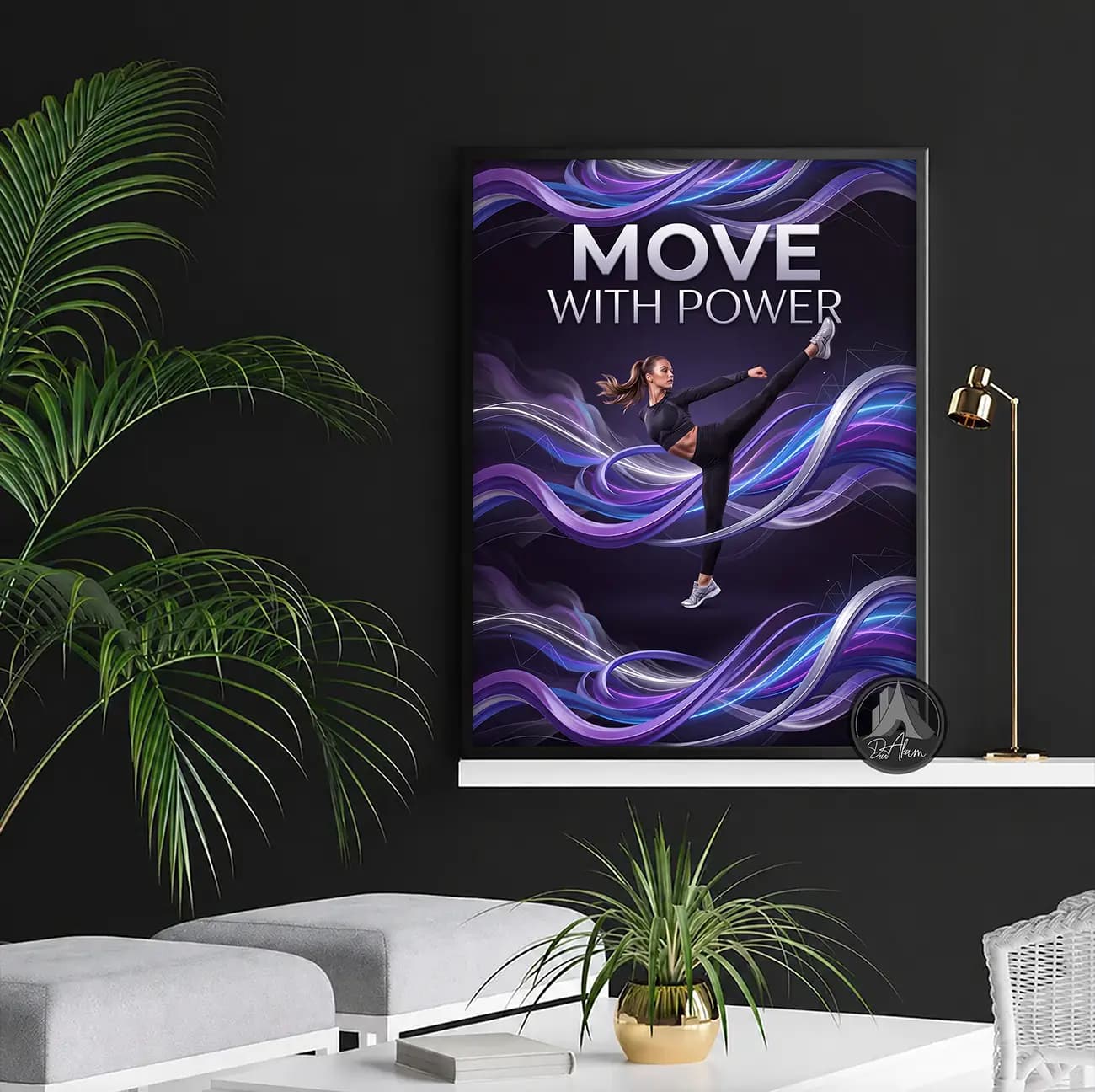 تابلو باشگاه بانوان طرح Move With Power کد DA-(1127) | دکور فیتنس — تصویر ۴