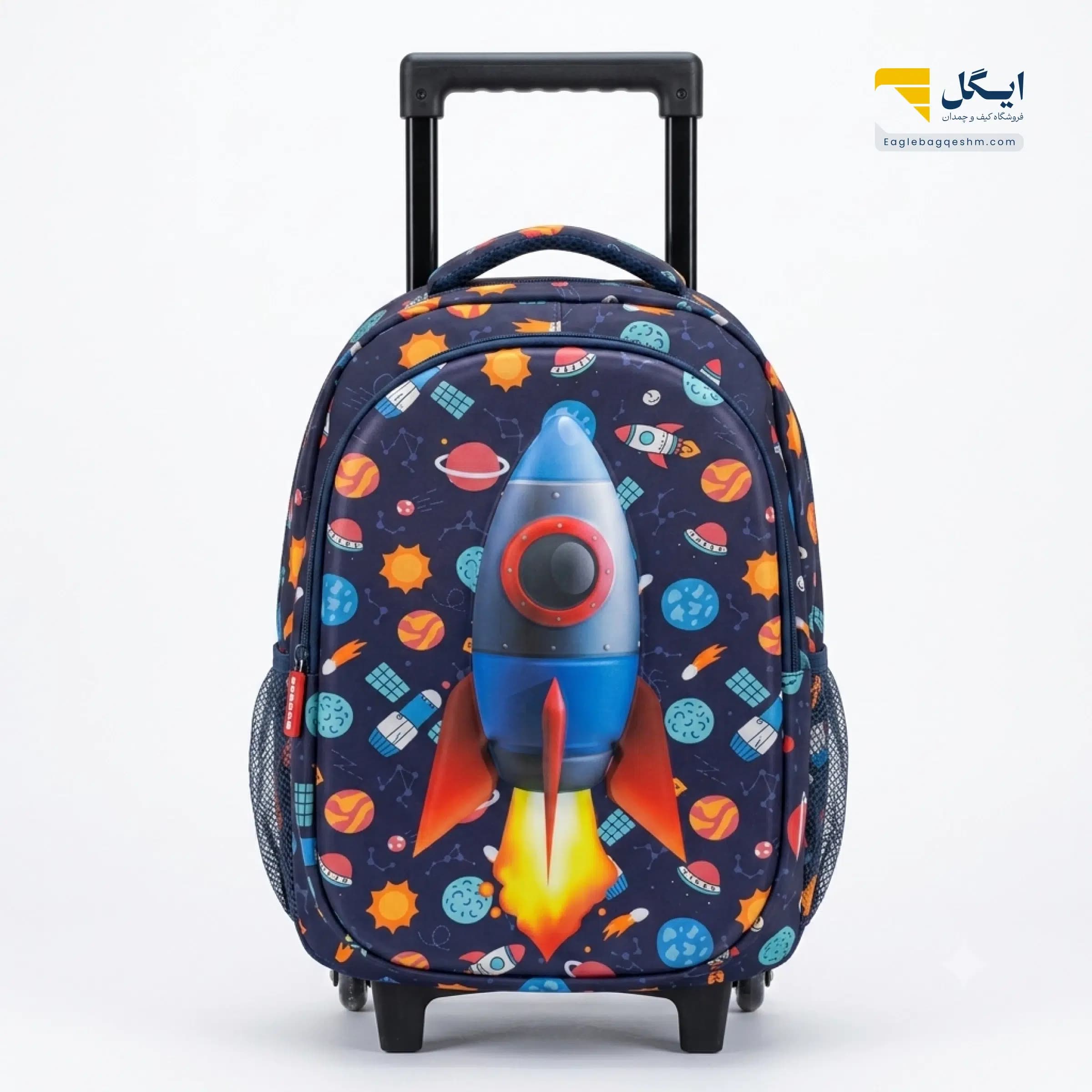 کوله چرخدار مدرسه مدل ۱۴۵۰ با چرخ ژلهای و زیپ مخفی — تصویر ۱۲