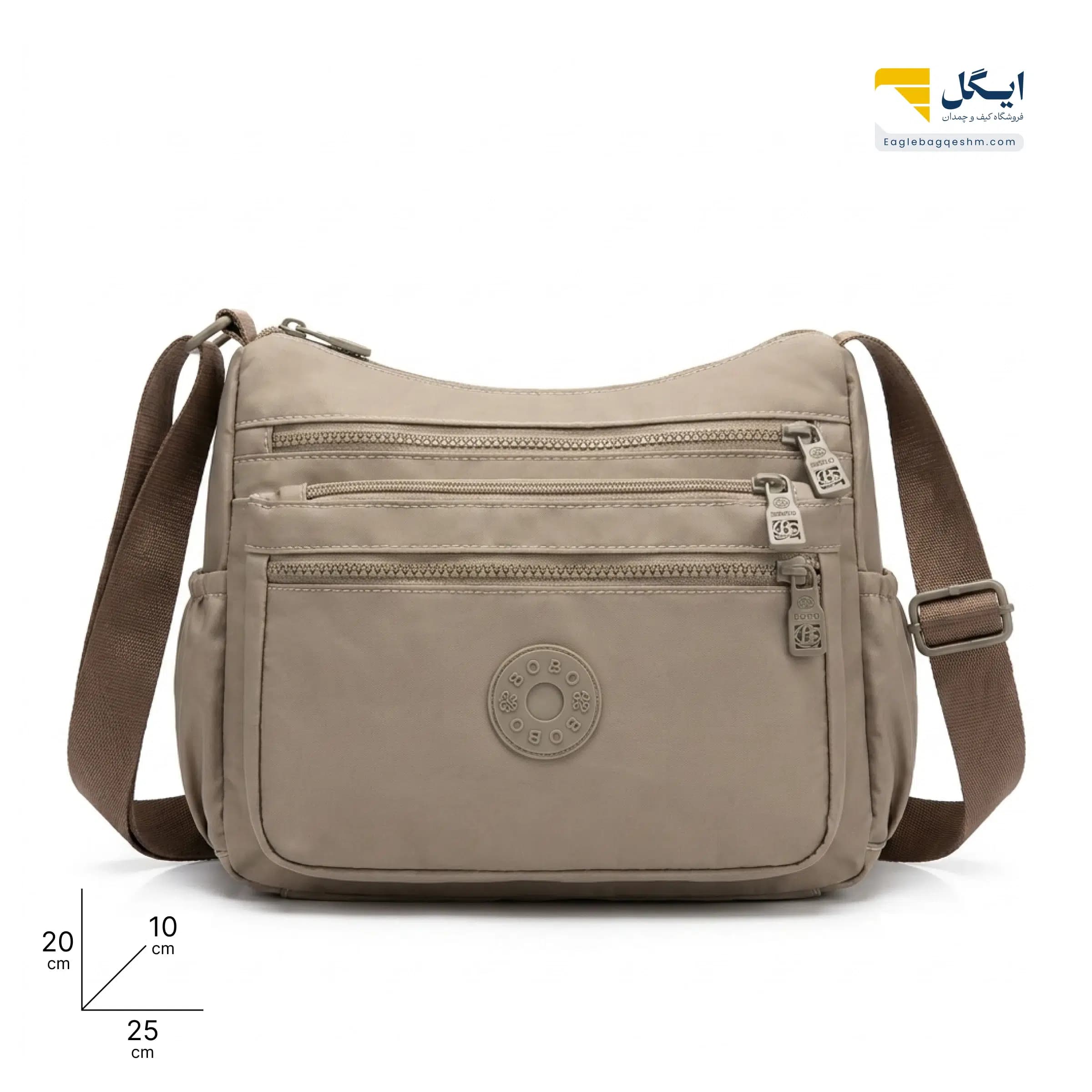کیف دوشی Bobo کد 1538 پنج‌زیپ، سبک و جادار — تصویر ۲
