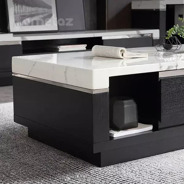میز کافی تیبل مدرن mdf دو کشو مدل ht2220 — تصویر ۴