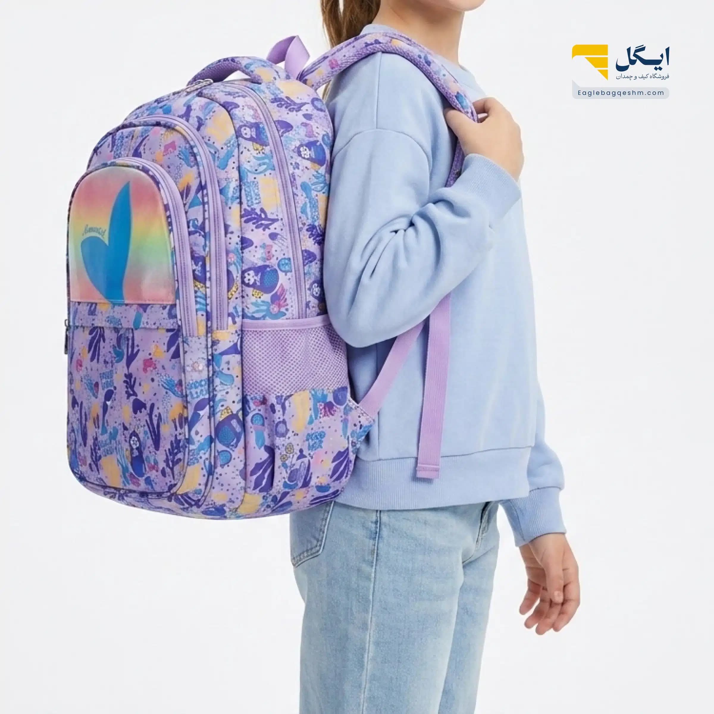 کوله پشتی فانتزی سه تیکه مدل 1642 دخترانه چرخ‌دار و بدون چرخ