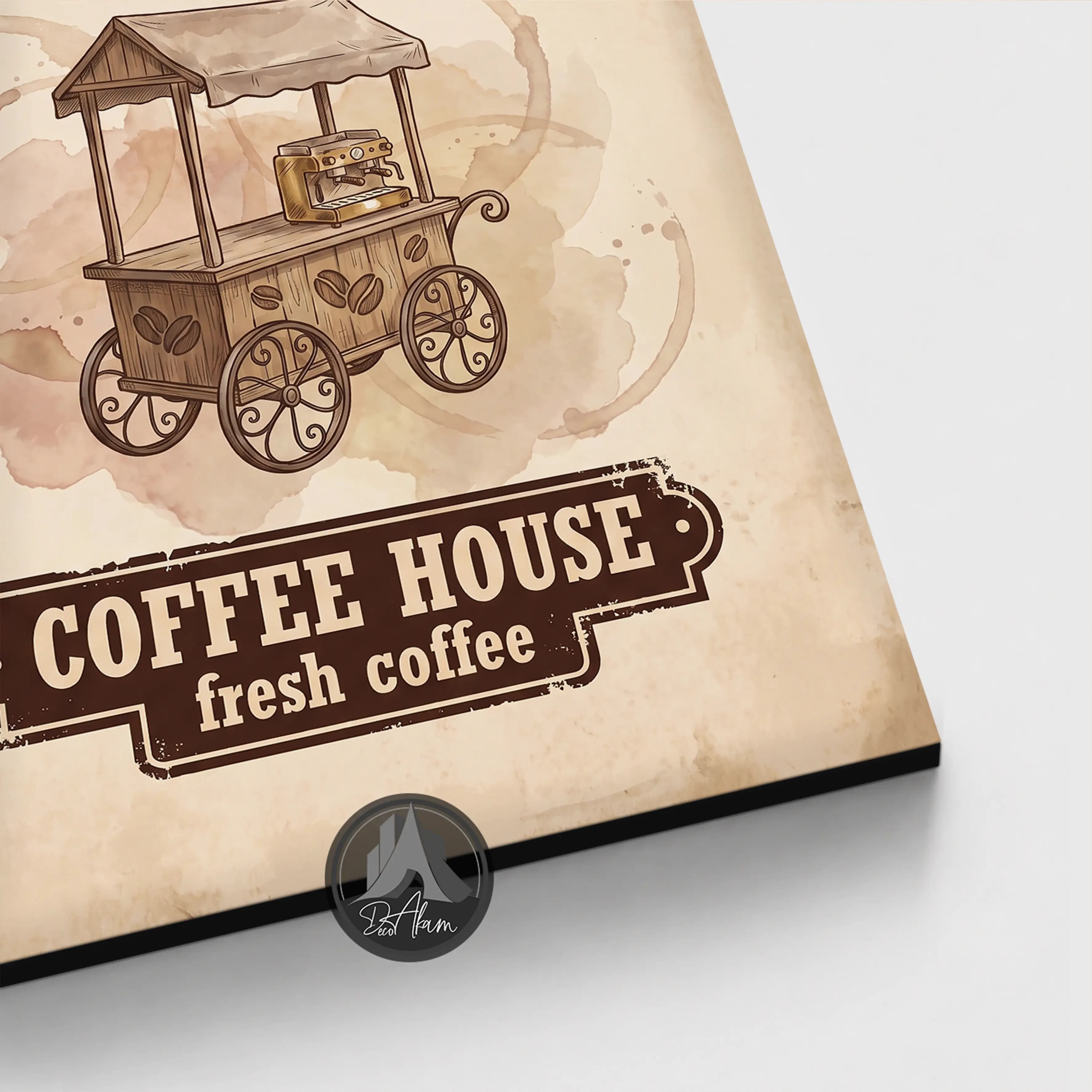 تابلو کافی شاپ طرح Coffee House و چرخ قهوه کد DA-(1113) | دکور وینتیج کافه — تصویر ۱۰