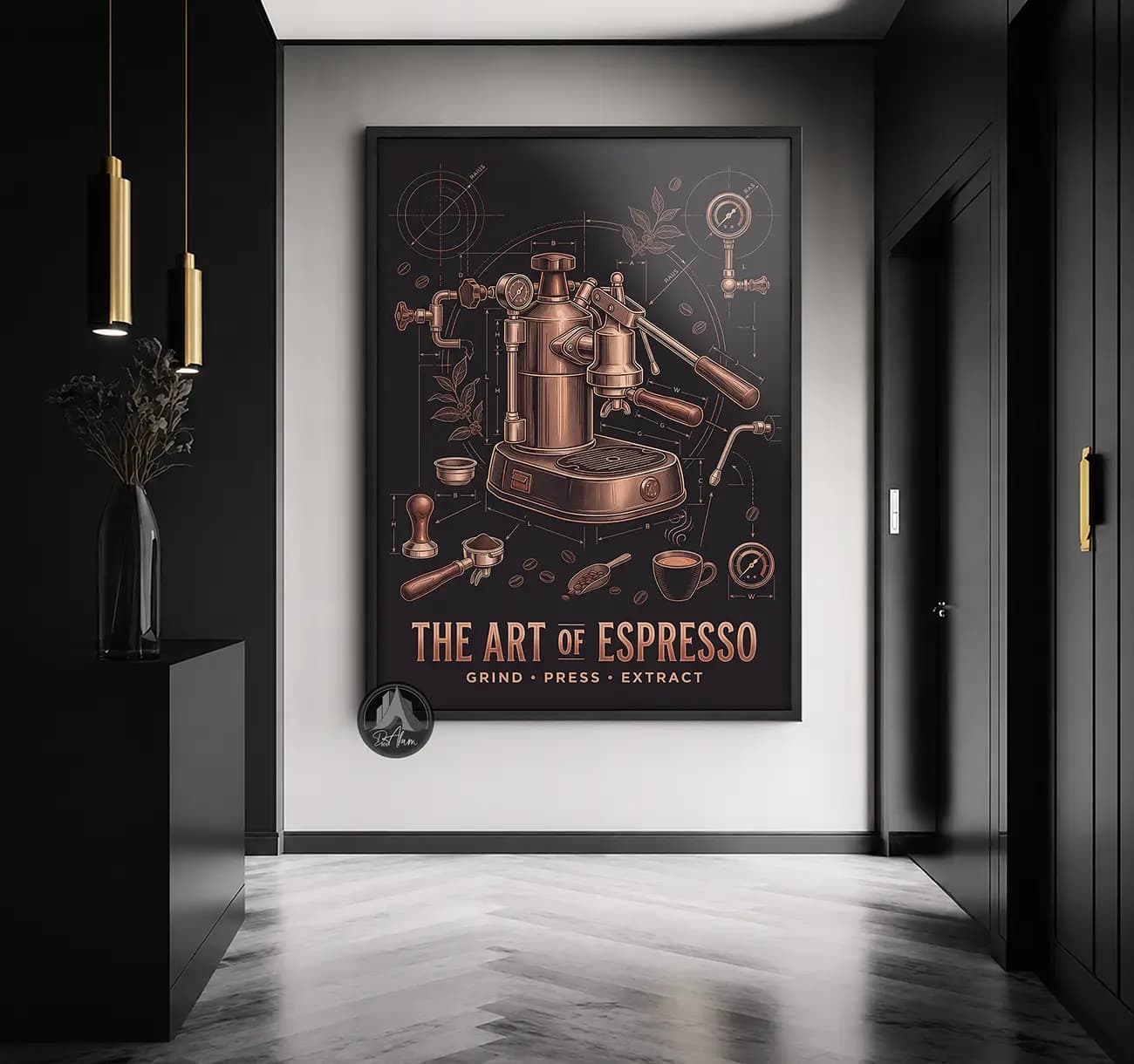 تابلو کافی شاپ طرح The Art of Espresso کد DA-(1111) | دکور باریستا — تصویر ۳