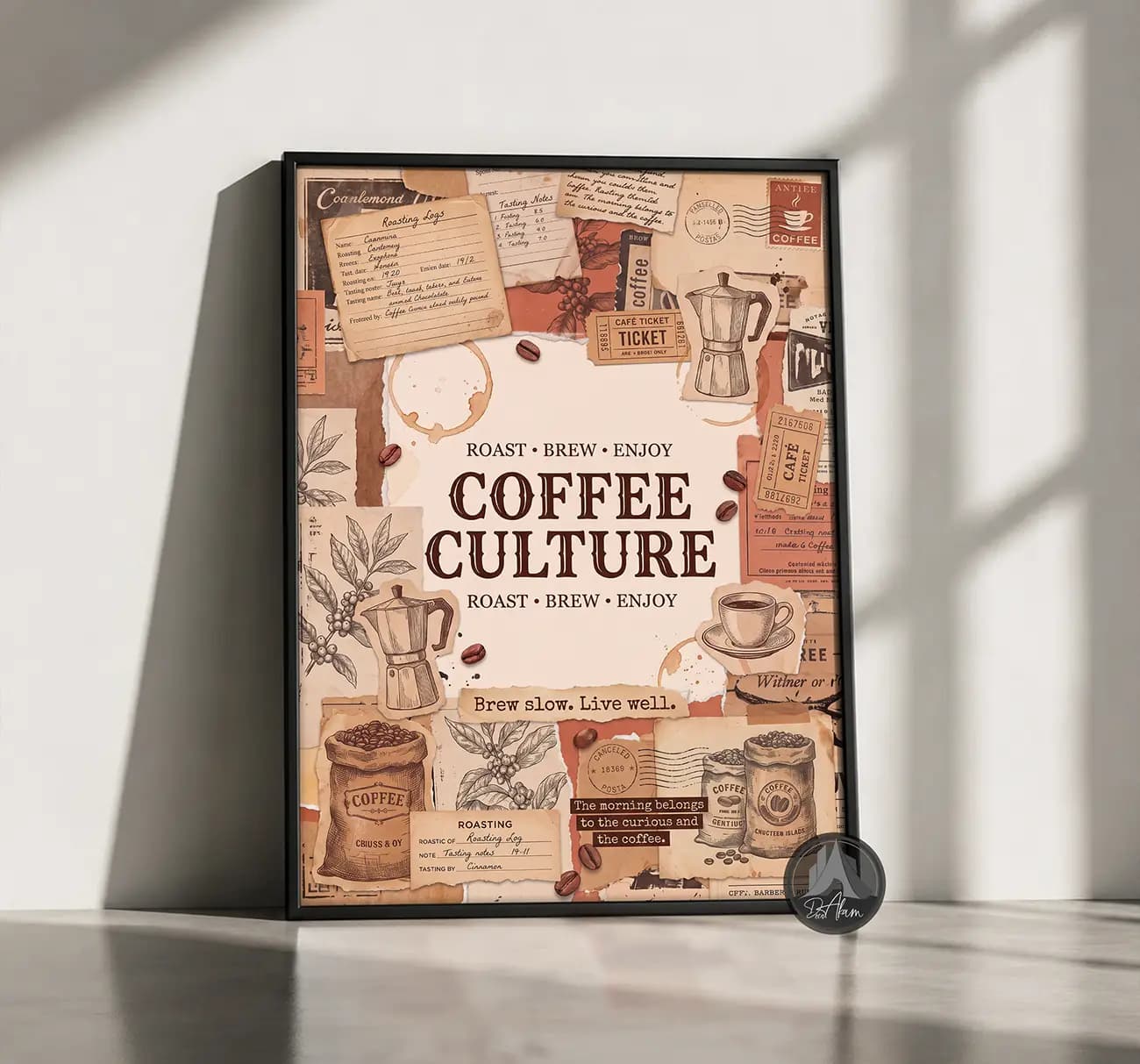 تابلو کافی شاپ طرح Coffee Culture و کلاژ وینتیج کد DA-(1110) | دکور کافه — تصویر ۹