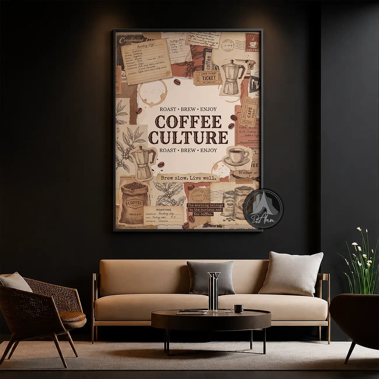 تابلو کافی شاپ طرح Coffee Culture و کلاژ وینتیج کد DA-(1110) | دکور کافه — تصویر ۷
