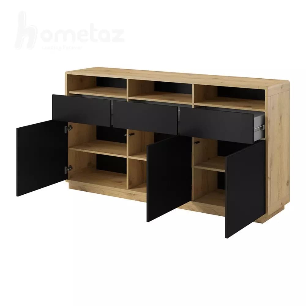میز کنسول ام دی اف مدرن سه کشو و سه کمدی مدل ht2180 — تصویر ۴
