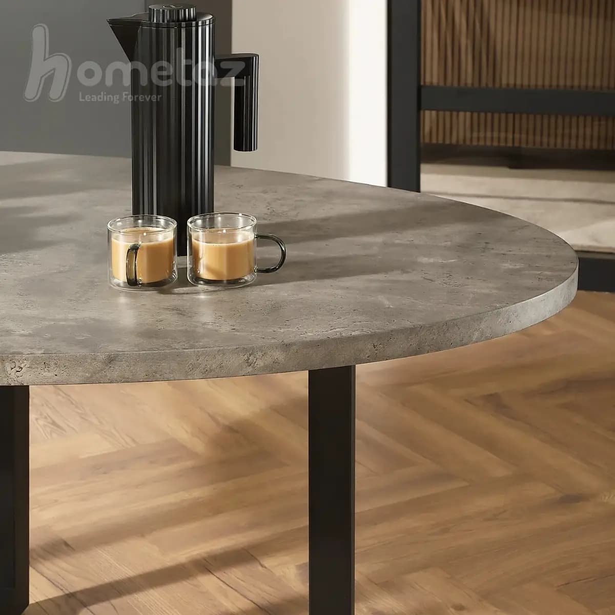 میز ناهار خوری بیضی پایه فلزی مشکی مدرن مدل ht2526 — تصویر ۳