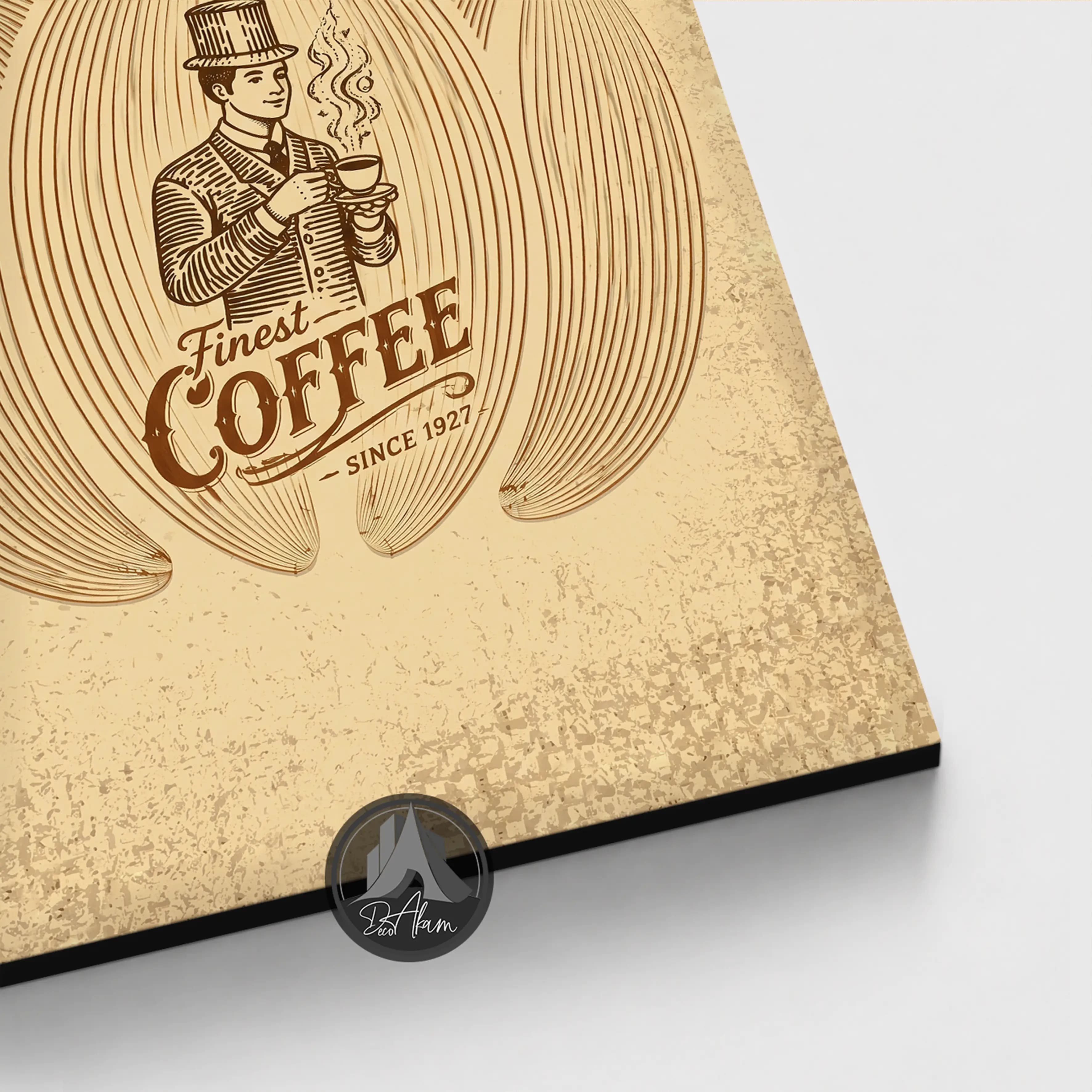تابلو کافی شاپ طرح مرد وینتیج و Finest Coffee کد DA-(1105) | دکور کلاسیک کافه — تصویر ۲