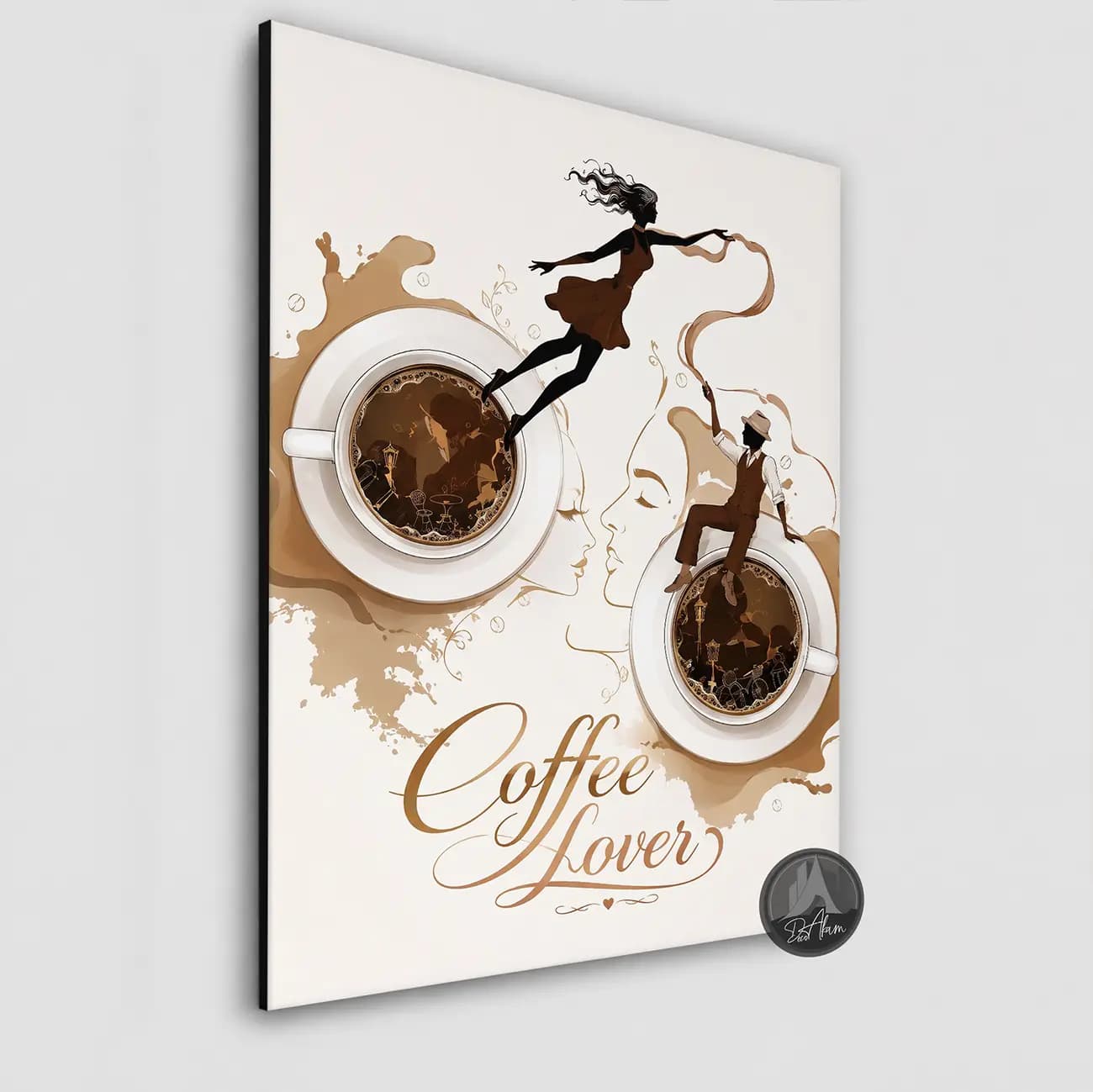 تابلو کافی شاپ طرح Coffee Lovers و دو فنجان قهوه کد DA-(1104) | دکور مدرن کافه — تصویر ۸
