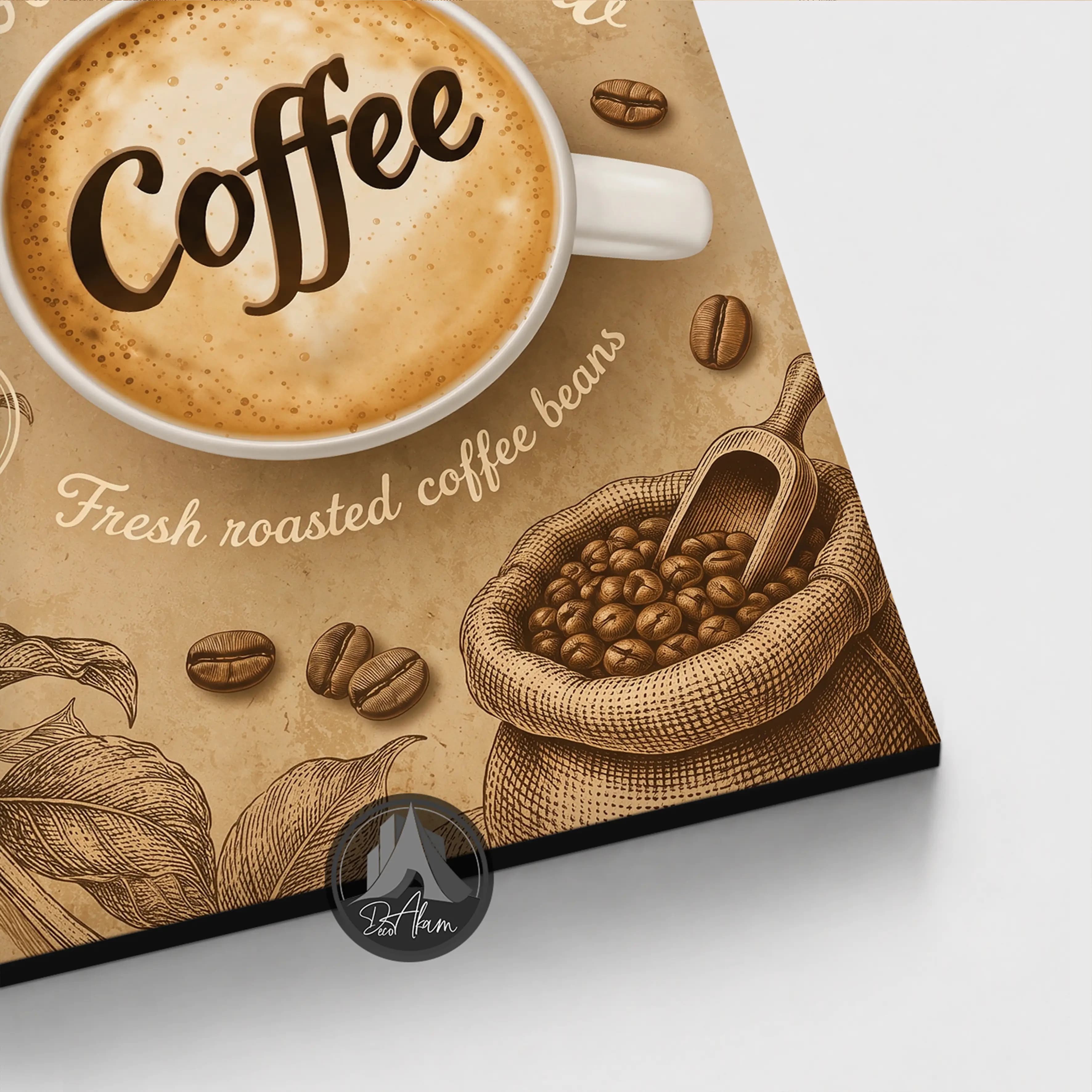 تابلو کافی شاپ طرح فنجان Coffee و دانه قهوه کد DA-(1103) | دکور کلاسیک کافه — تصویر ۱۰