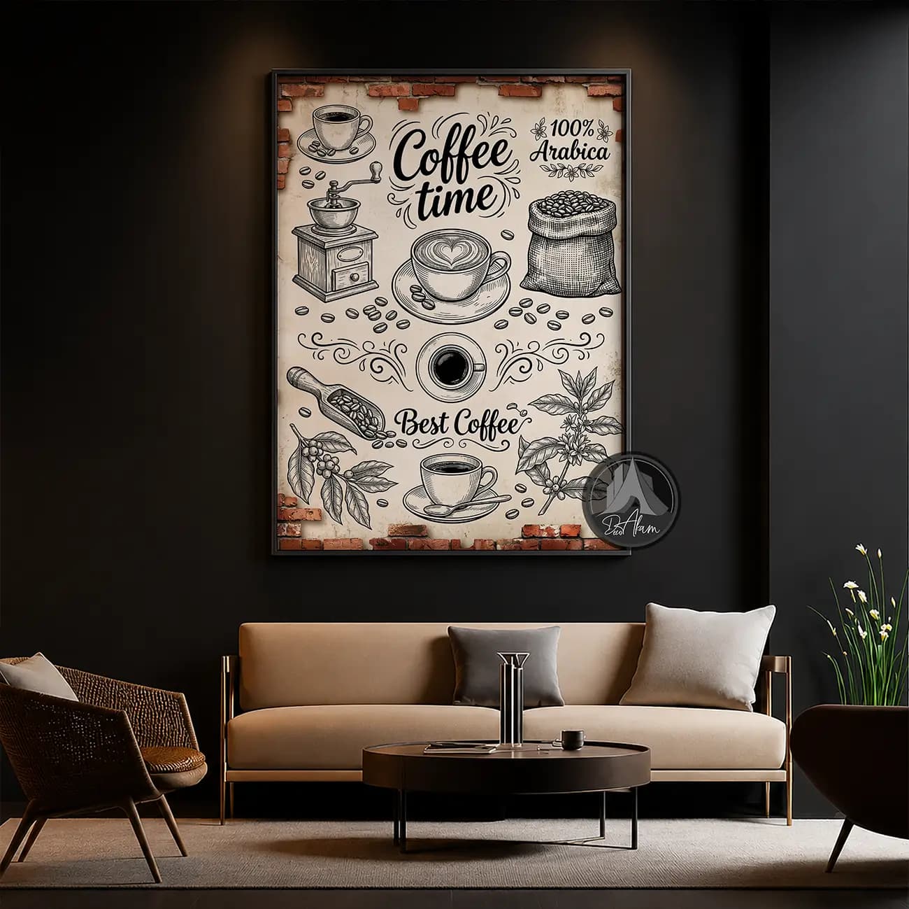 تابلو کافی شاپ طرح Coffee Time و قهوه وینتیج کد DA-(1101) | دکور کافه — تصویر ۹