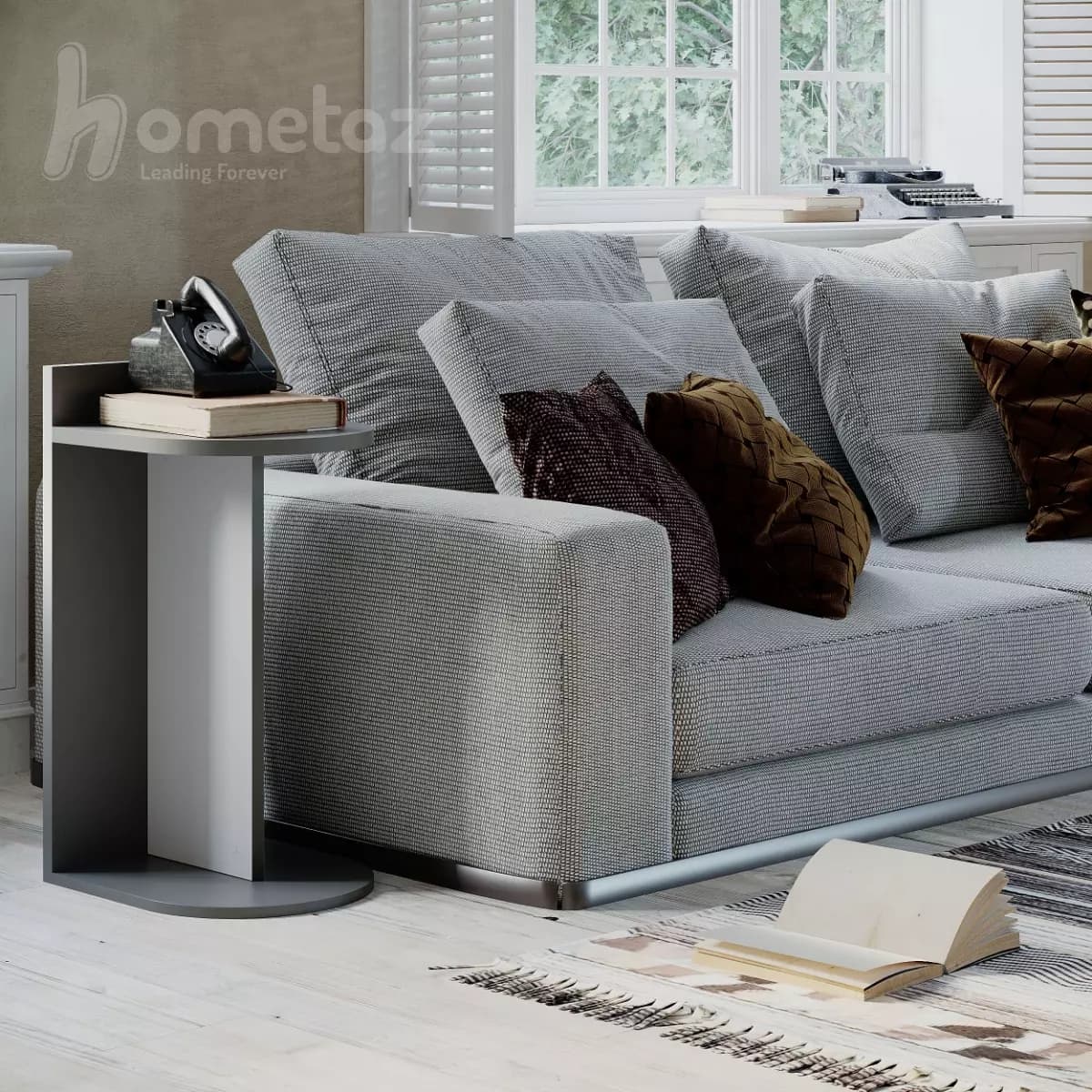میز عسلی با صفحه نیم دایره مدرن mdf طرح ht2203 — تصویر ۲