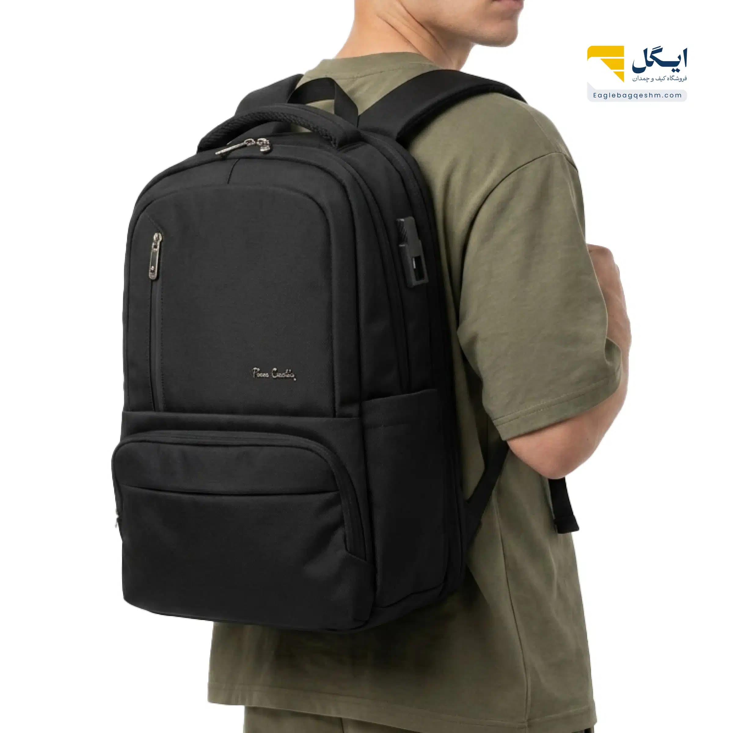 کولهپشتی پیرکاردین کد 82114 با طراحی لوکس، محفظه مجزای لپتاپ و تبلت — تصویر ۶
