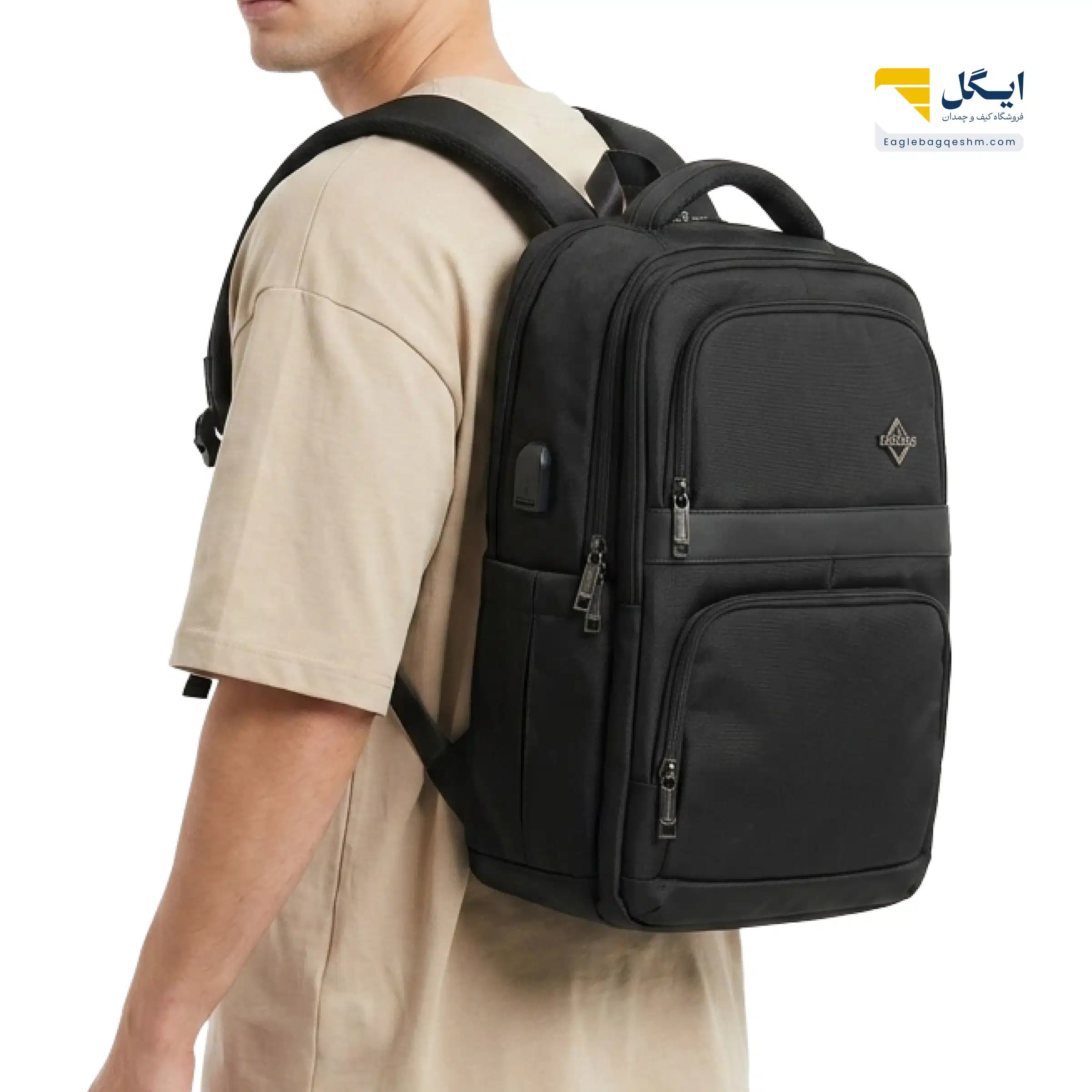 کوله پشتی لیدفاس 8079 USB دار سبک، مدرن و مناسب لپ‌تاپ و استفاده روزمره — تصویر ۷
