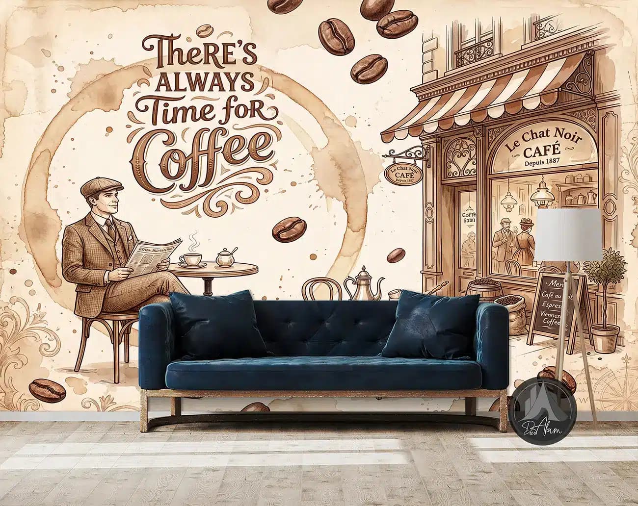 پوستر دیواری کافی شاپ طرح کافه خیابانی و Time for Coffee کد DA-(1114) | دکور کافه — تصویر ۶