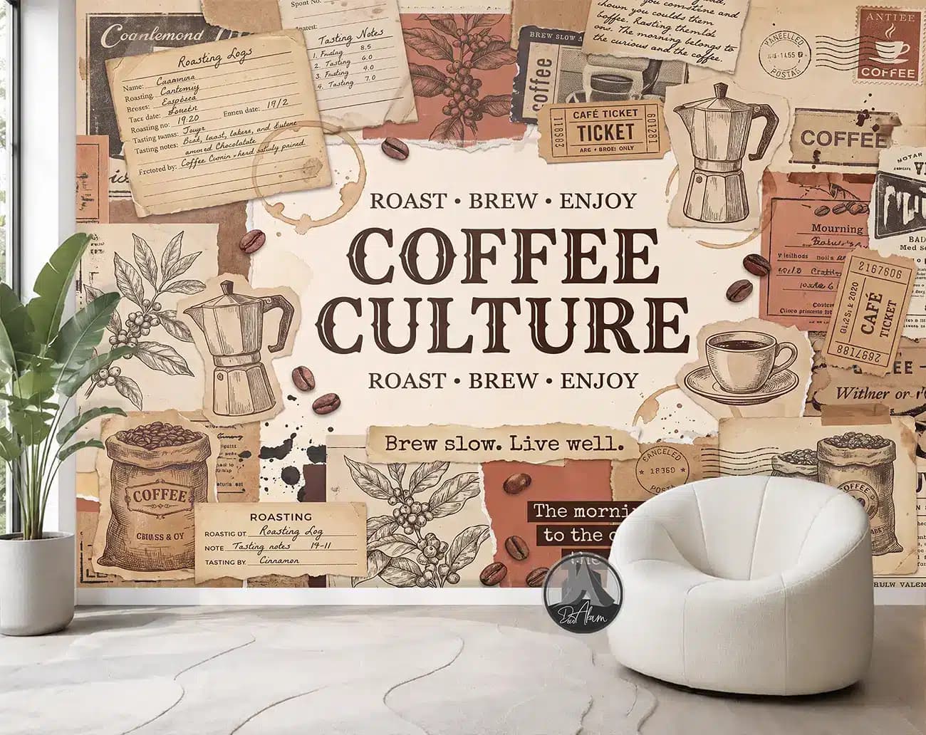 پوستر دیواری کافی شاپ طرح Coffee Culture و کلاژ وینتیج کد DA-(1110) | دکور کافه — تصویر ۱۰