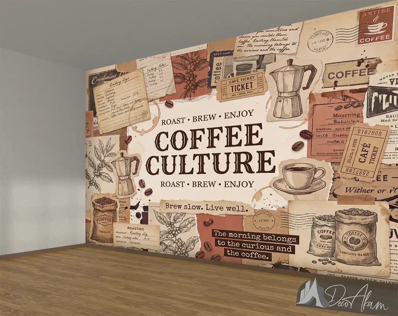 پوستر دیواری کافی شاپ طرح Coffee Culture و کلاژ وینتیج کد DA-(1110) | دکور کافه — تصویر ۸