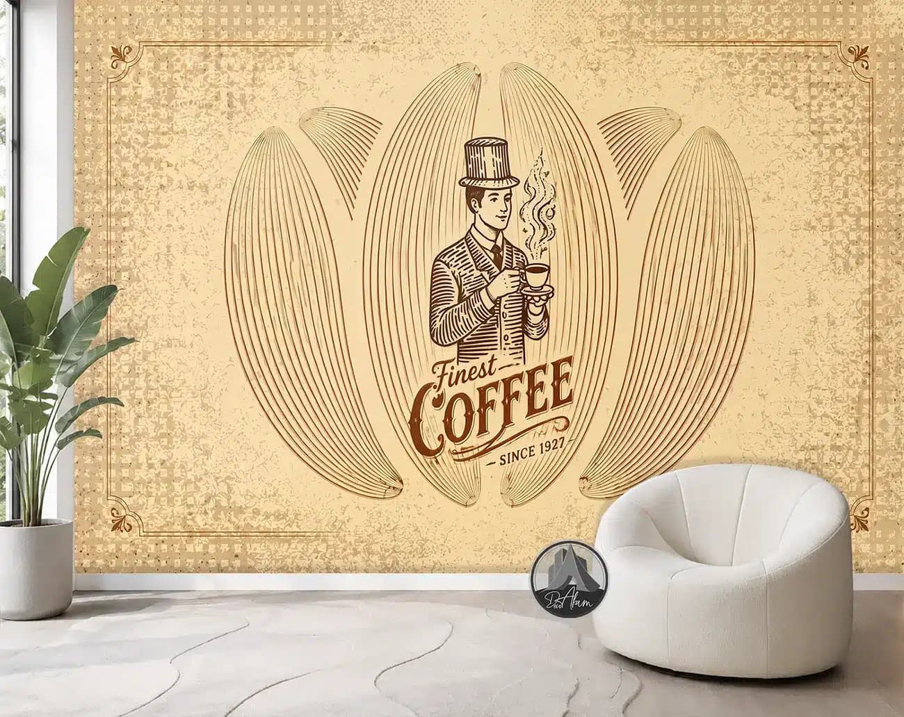 پوستر دیواری کافی شاپ طرح مرد وینتیج و Finest Coffee کد DA-(1105) | دکور کلاسیک کافه — تصویر ۶
