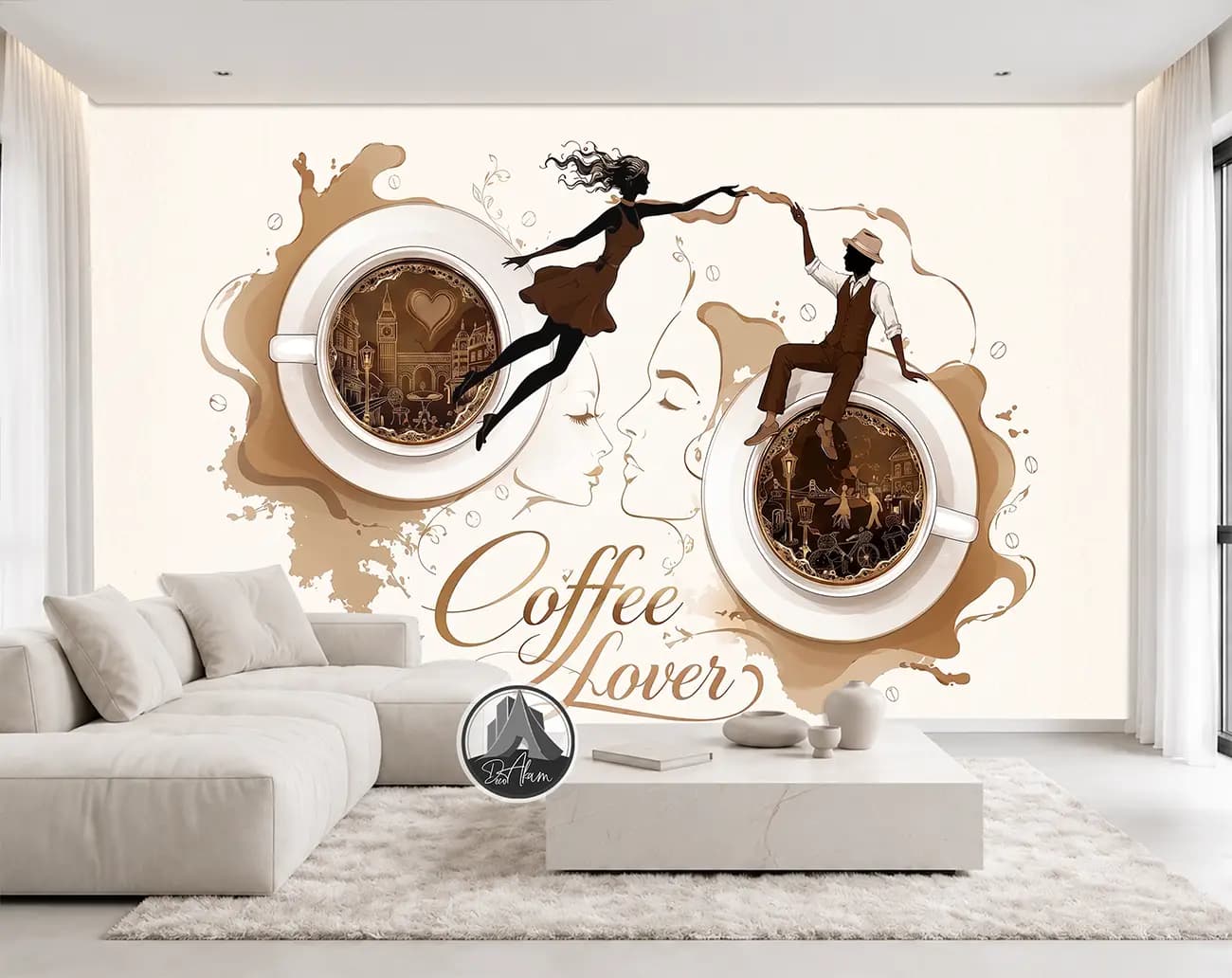 پوستر دیواری کافی شاپ طرح Coffee Lovers و دو فنجان قهوه کد DA-(1104) | دکور کافه — تصویر ۸