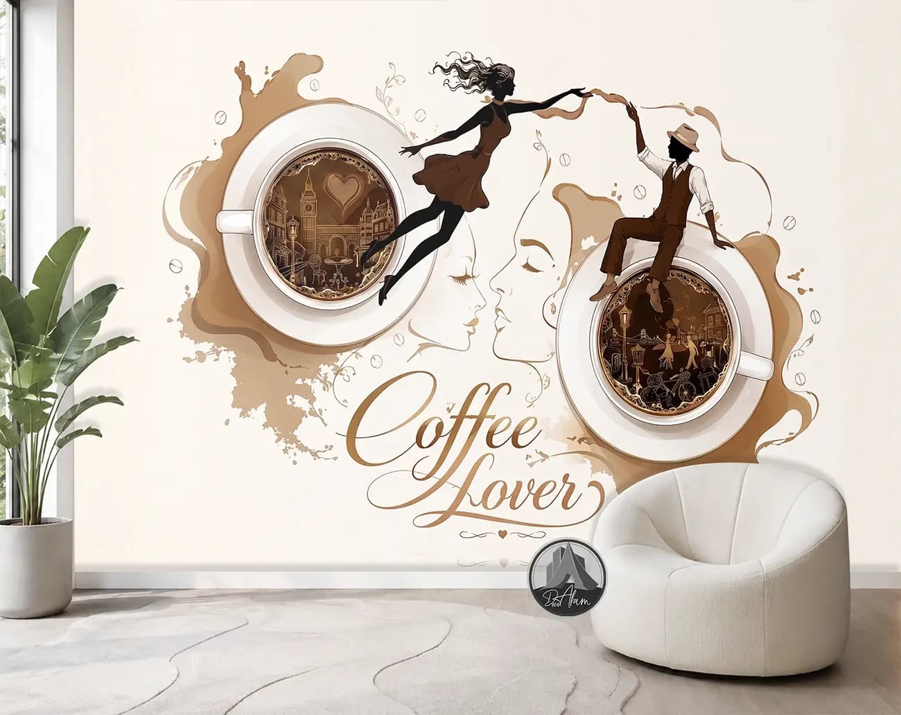 پوستر دیواری کافی شاپ طرح Coffee Lovers و دو فنجان قهوه کد DA-(1104) | دکور کافه — تصویر ۱۰