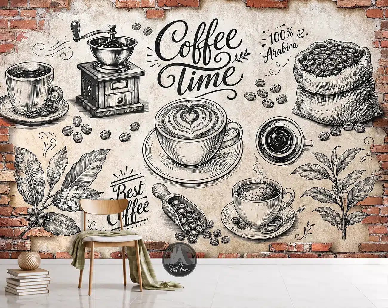 پوستر دیواری کافی شاپ طرح Coffee Time و قهوه وینتیج کد DA-(1101) | دکور کافه — تصویر ۵