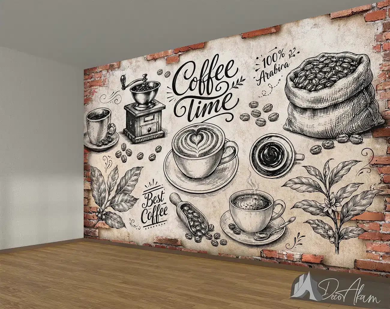 پوستر دیواری کافی شاپ طرح Coffee Time و قهوه وینتیج کد DA-(1101) | دکور کافه — تصویر ۸