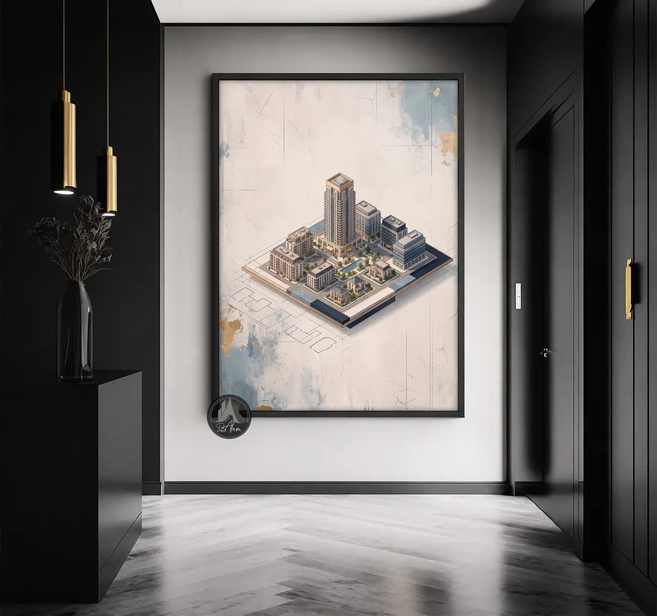 تابلو دکوراتیو املاک طرح ماکت مجتمع ساختمانی کد DA-(8059) | دکور مشاور املاک — تصویر ۹