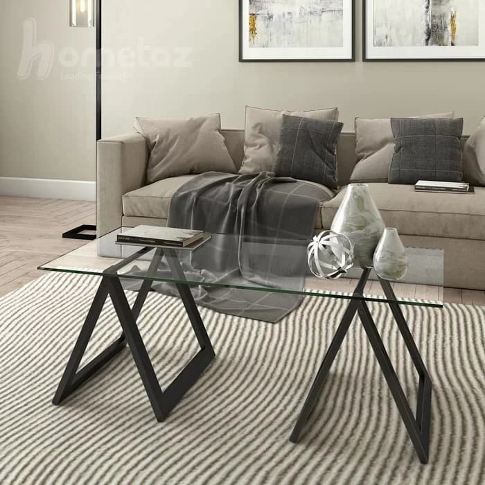 میز جلو مبلی فلزی مشکی پایه 8 ای مدل ht2401 — تصویر ۲