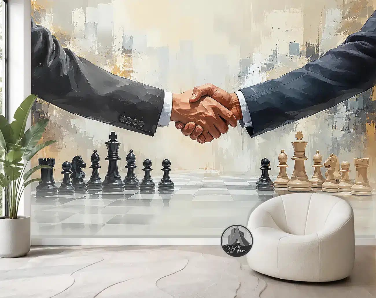 پوستر دیواری املاک طرح دست دادن و مهرههای شطرنج کد DA-(8061) | دکور دفتر املاک — تصویر ۱۰
