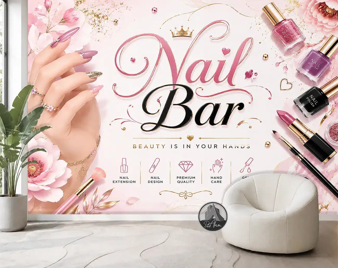 پوستر دیواری کاشت ناخن طرح Nail Bar کد DA-(7038) | دکور سالن کاشت ناخن — تصویر ۶
